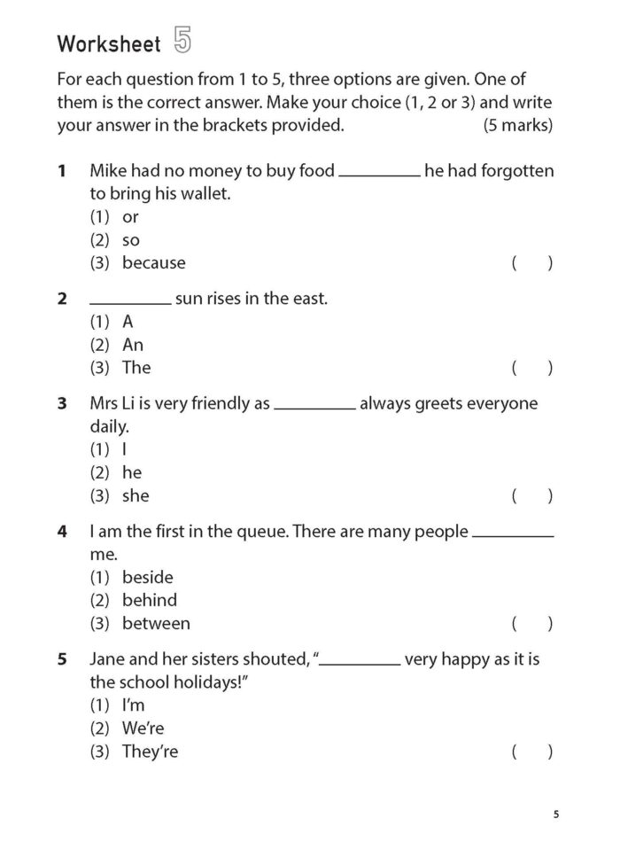 English Worksheets Primary Grammar Mcq Cpd Singapore