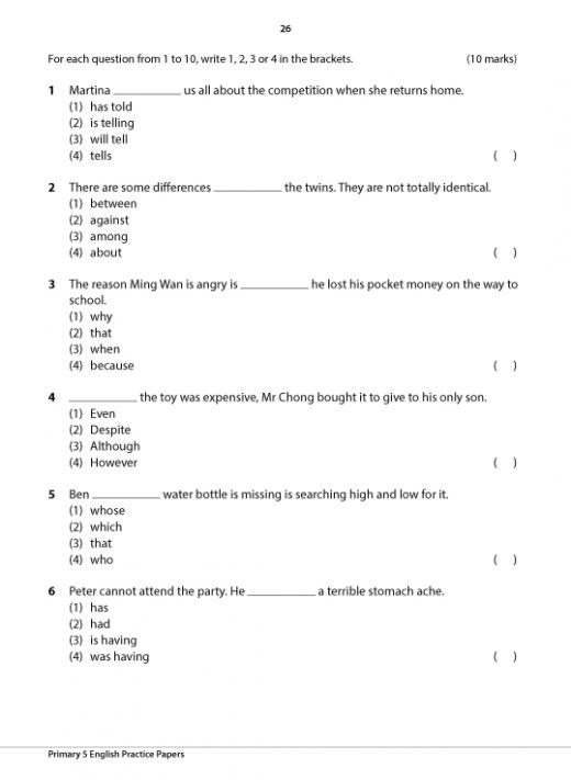 Primary 5 English Practice Papers - CPD Singapore Education Services ...