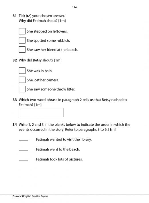 english assignment for primary 3