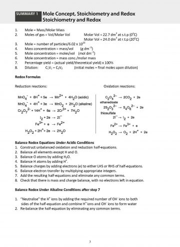 A-level Chemistry: Key Summaries For Revision - Cpd Singapore Education 