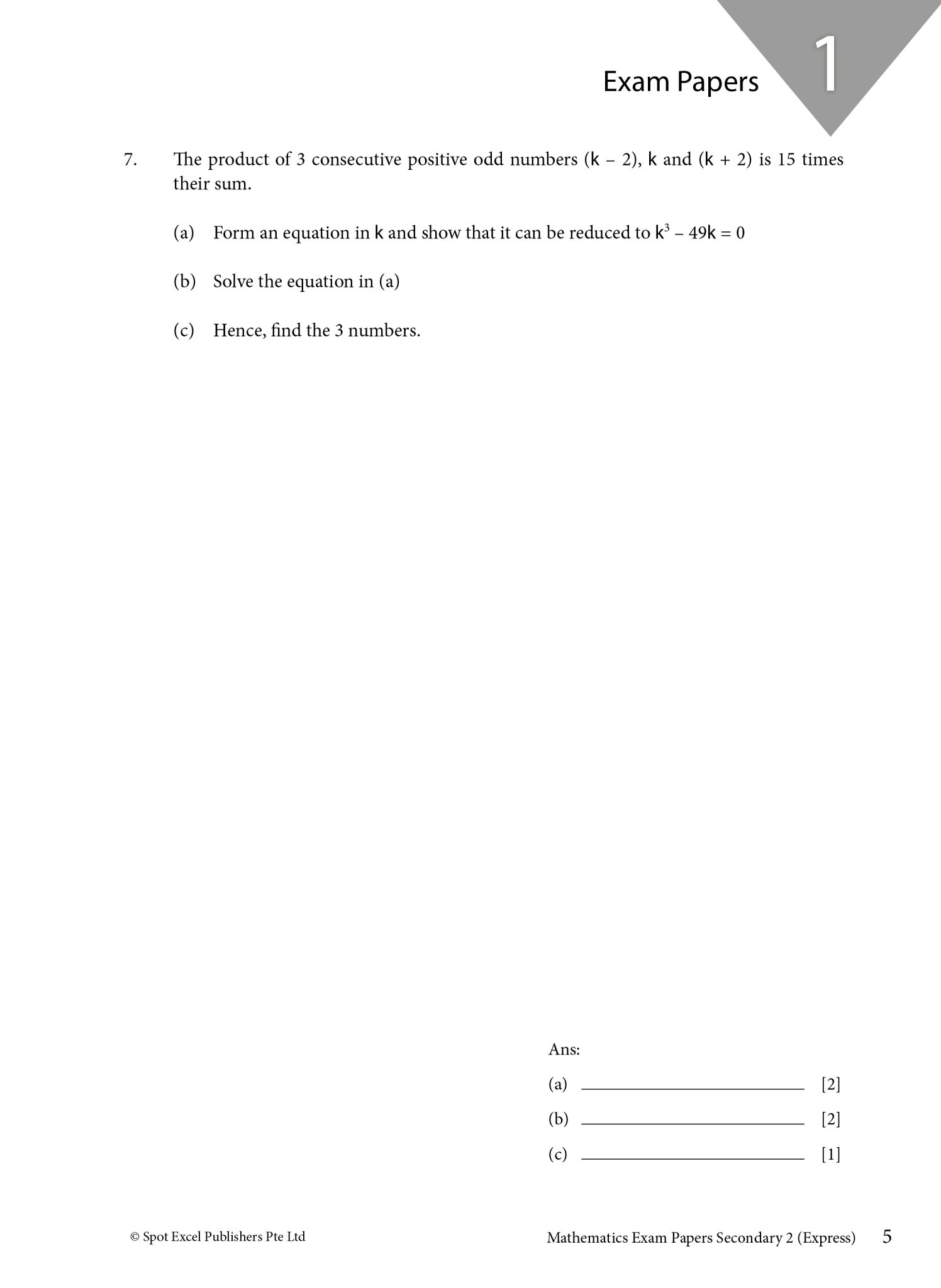 Sec 2 E Math Exam Paper (Express) CPD Singapore Education Services