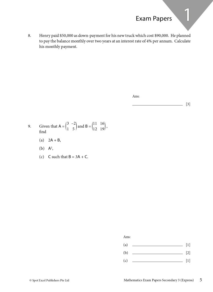 Sec 3 E Math Exam Paper (Express) - CPD Singapore Education Services ...