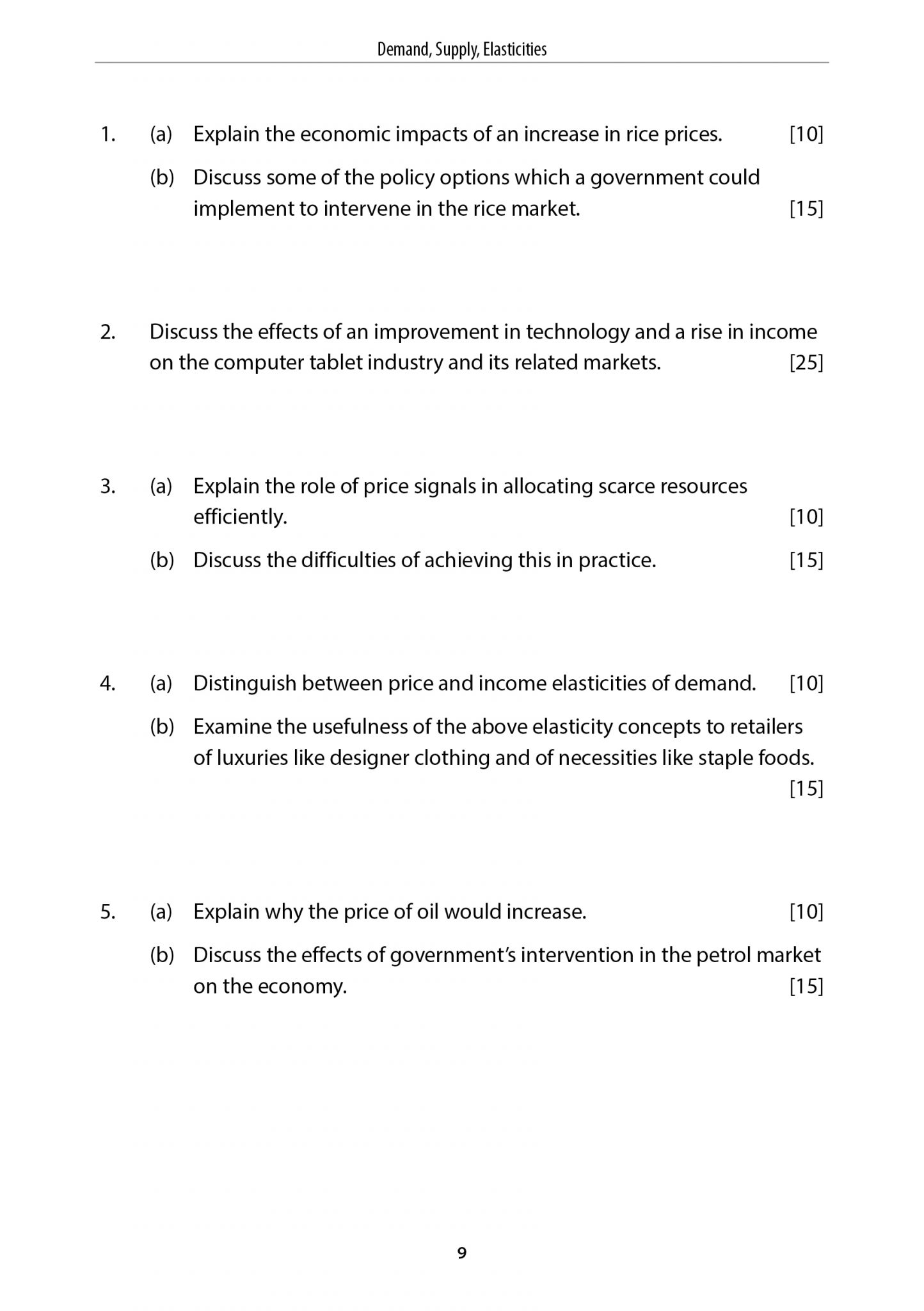 economics essay questions a