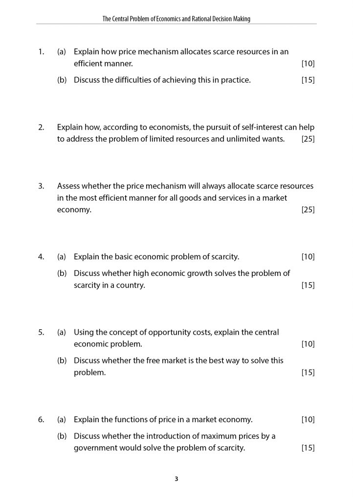 economics essay questions