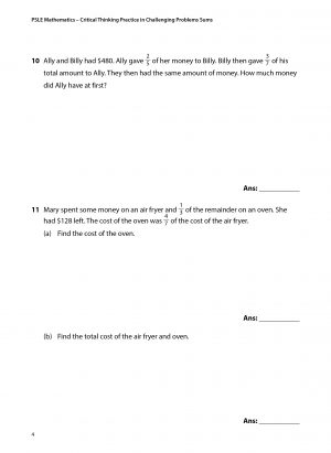 PSLE Mathematics Critical Thinking Practice In Challenging Problem Sums ...