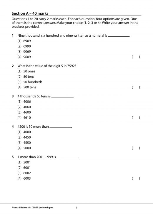Primary 3 mathematics ca sa specimen papers cpd singapore education