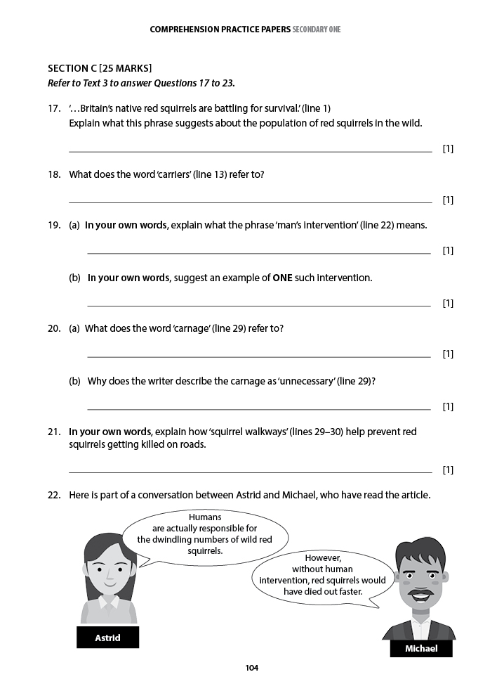 English Comprehension Practice Papers Secondary 1 CPD Singapore Education Services Pte Ltd