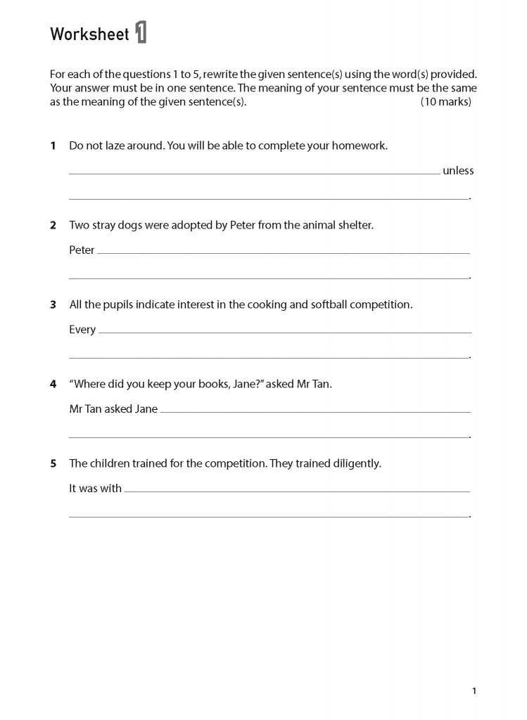 100 English Worksheets Primary 5 &amp; 6: Synthesis and Transformation - CPD Singapore Education ...