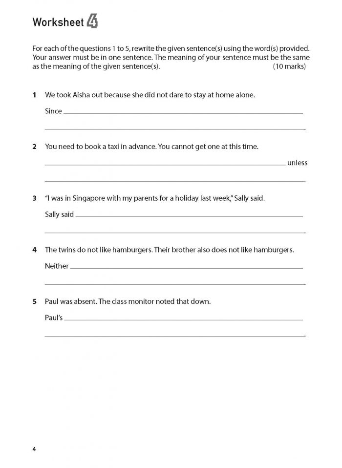 100 English Worksheets Primary 5 & 6: Synthesis and Transformation ...