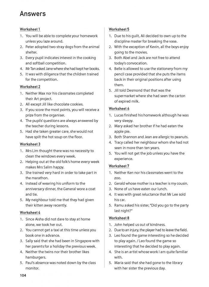 100 English Worksheets Primary 5 & 6: Synthesis and Transformation ...