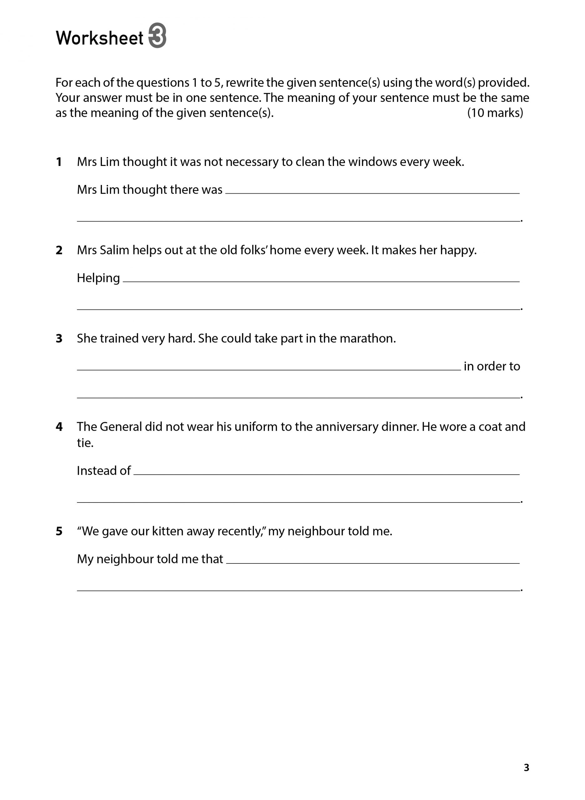 Synthesis Of Sentences Worksheets