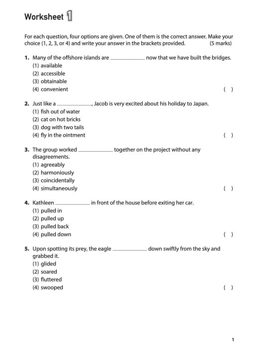 100 English Worksheets Primary 5 & 6: Vocabulary MCQ - CPD Singapore ...