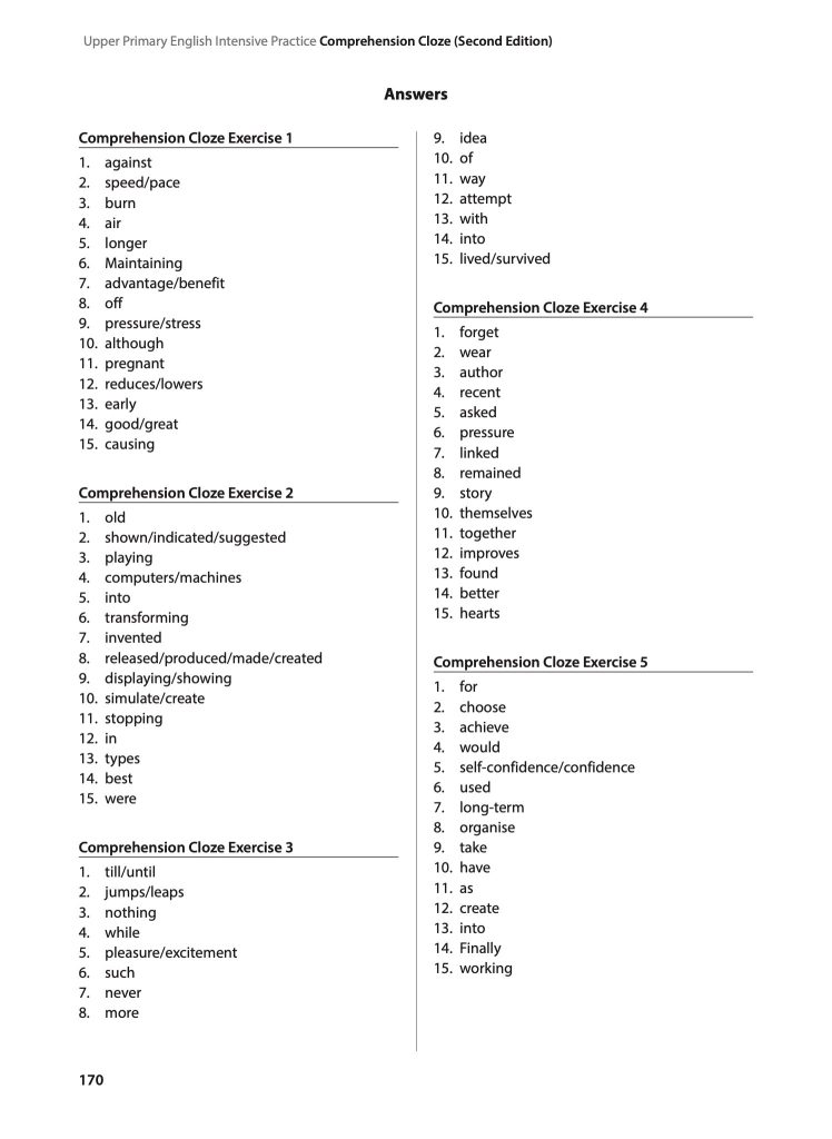 Upper Primary English Intensive Practice Comprehension Cloze Second Edition Cpd Singapore