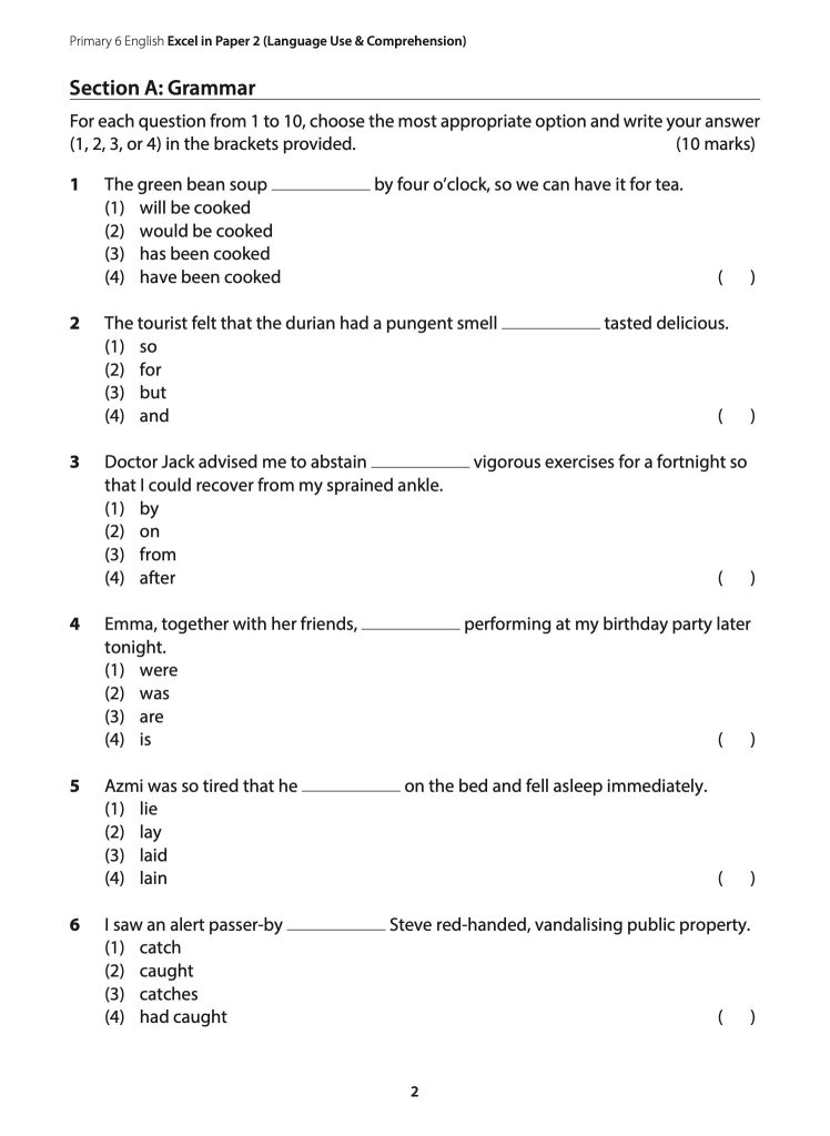 Primary 6 English: Excel in Paper 2 – Language Use and Comprehension ...