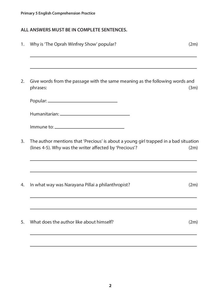 Primary 5 English Comprehension Practice | CPD Singapore Education