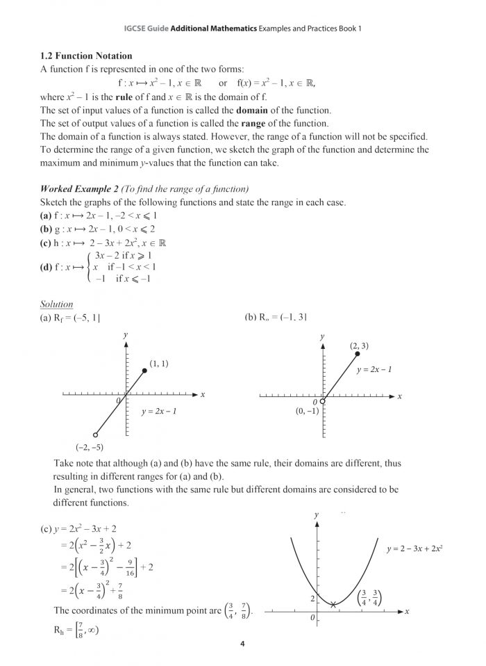 Igcse guide additional mathematics examples practices book 1 cpd