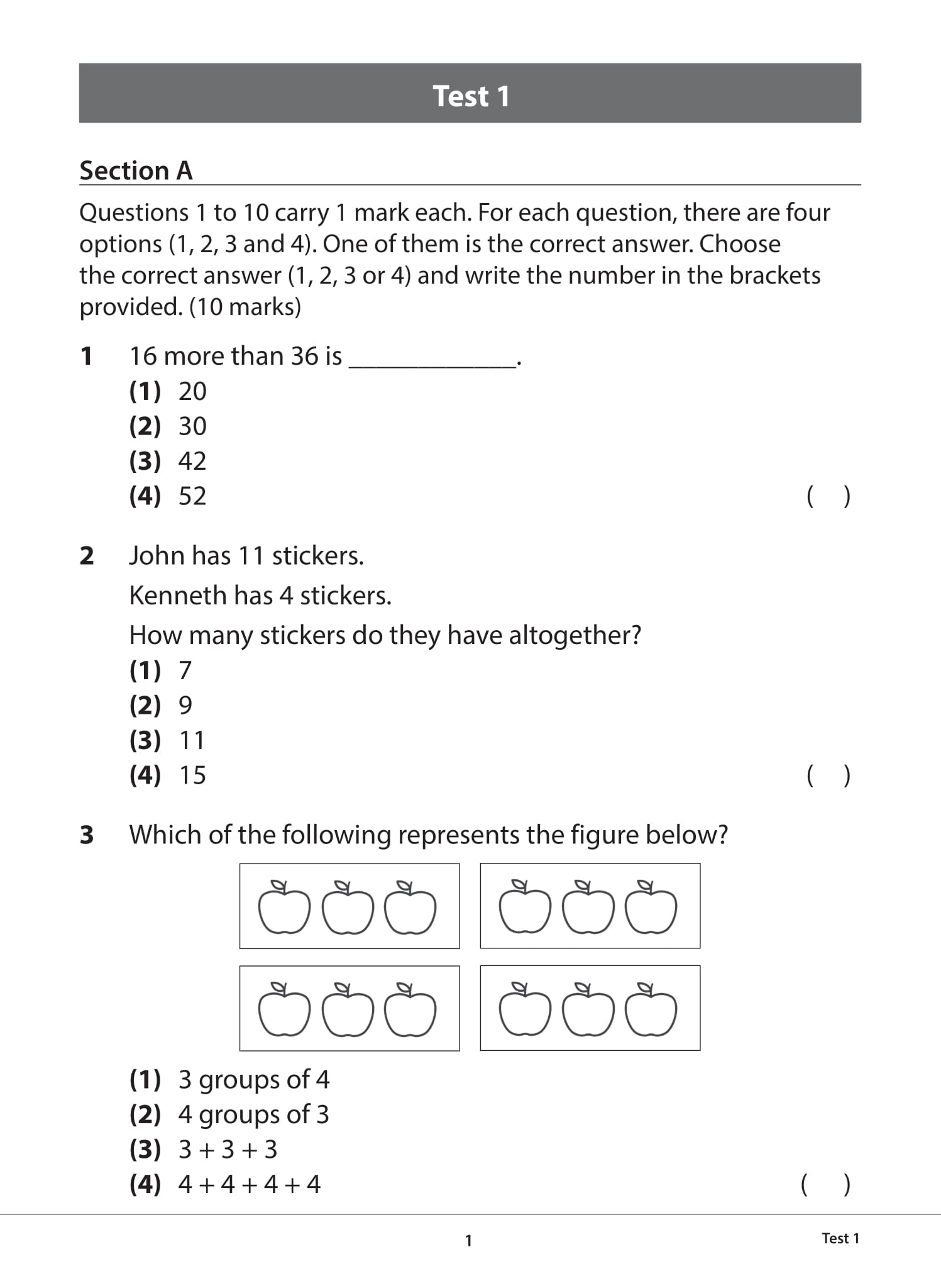 Primary 1 Mathematics Practice Papers Second Edition CPD Singapore 