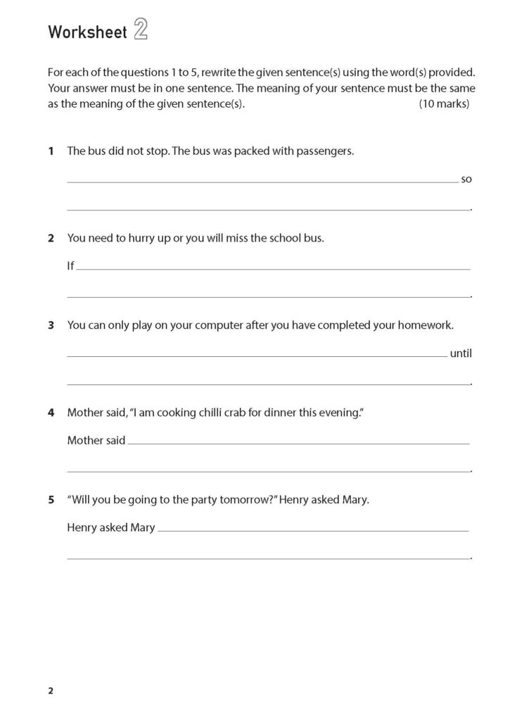 100 English Worksheets Primary 5: Synthesis and Transformation - CPD ...