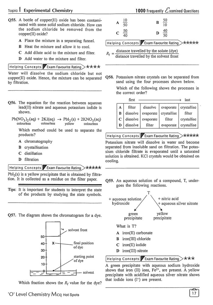 O Level Chemistry MCQ Hot Spots - CPD Singapore Education Services Pte Ltd