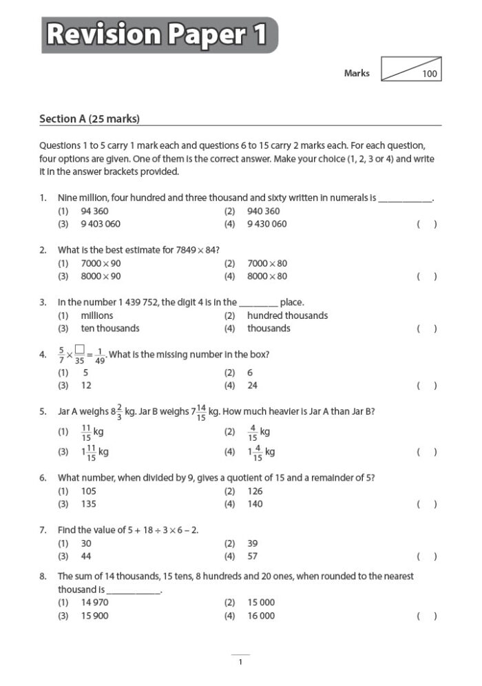 Primary 5 Mathematics Targeted Revision Papers - CPD Singapore ...