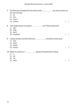 100 English Worksheets Primary 5: Grammar MCQ - CPD Singapore Education ...