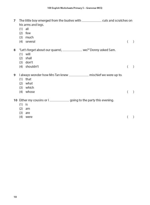 100 English Worksheets Primary 5: Grammar MCQ - CPD Singapore Education ...