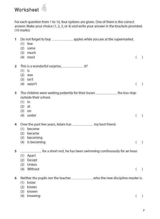 100 English Worksheets Primary 5: Grammar MCQ - CPD Singapore Education ...