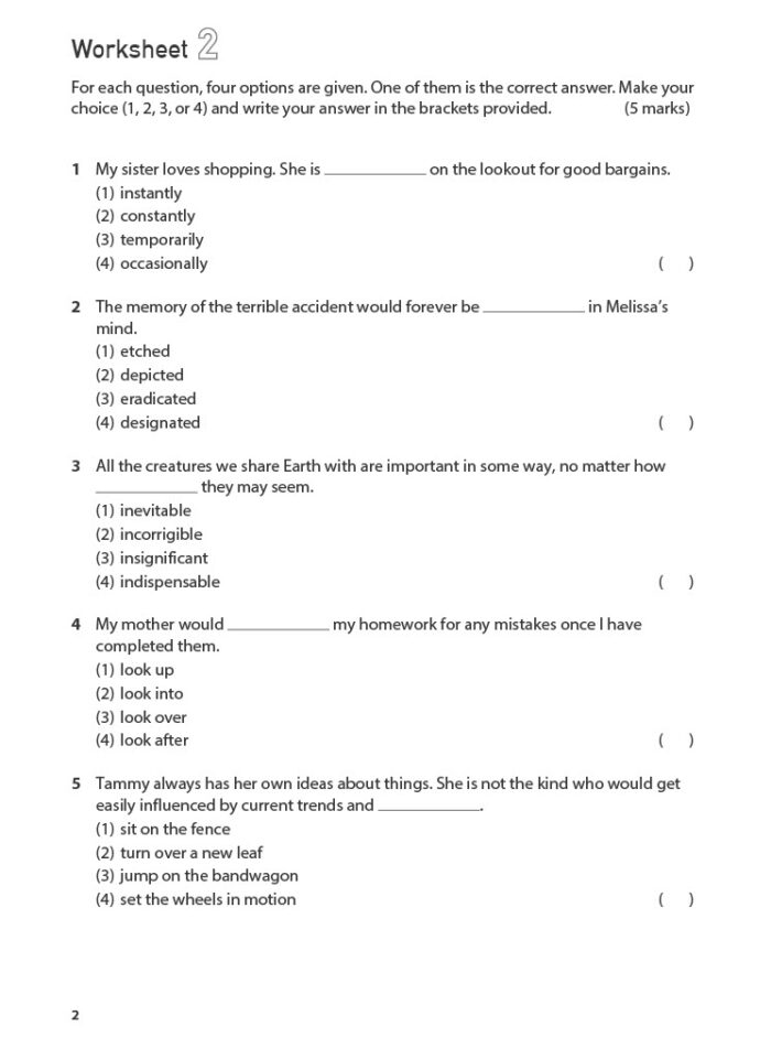 100 English Worksheets Primary 5 – Vocabulary MCQ - CPD Singapore ...