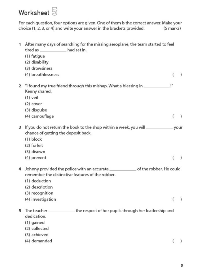 100 English Worksheets Primary 5 – Vocabulary MCQ - CPD Singapore ...