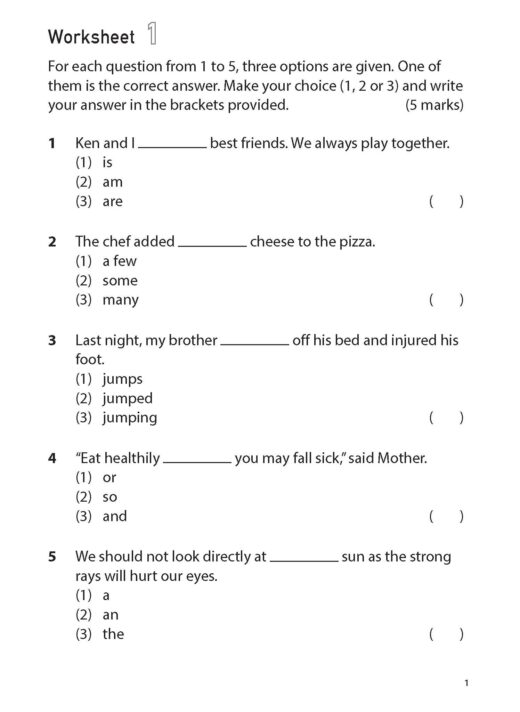 100 English Worksheets Primary 1 – Grammar MCQ - CPD Singapore ...