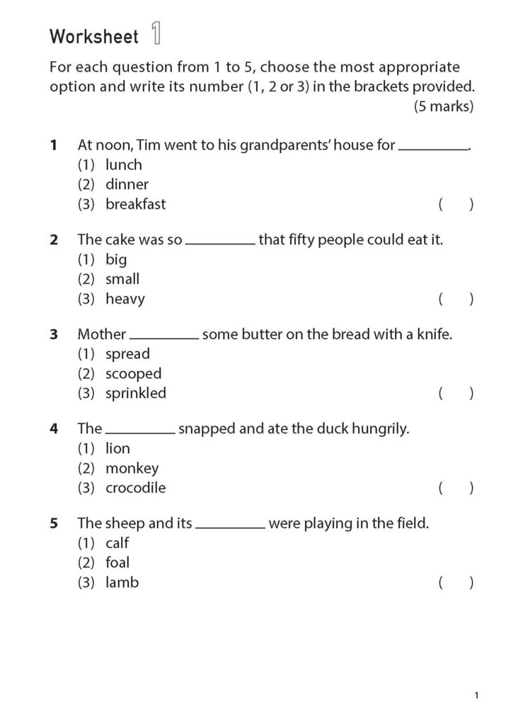 100 English Worksheets Primary 1 – Vocabulary MCQ - CPD Singapore ...