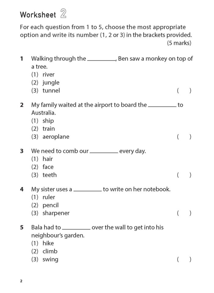 100 English Worksheets Primary 1 – Vocabulary MCQ - CPD Singapore ...