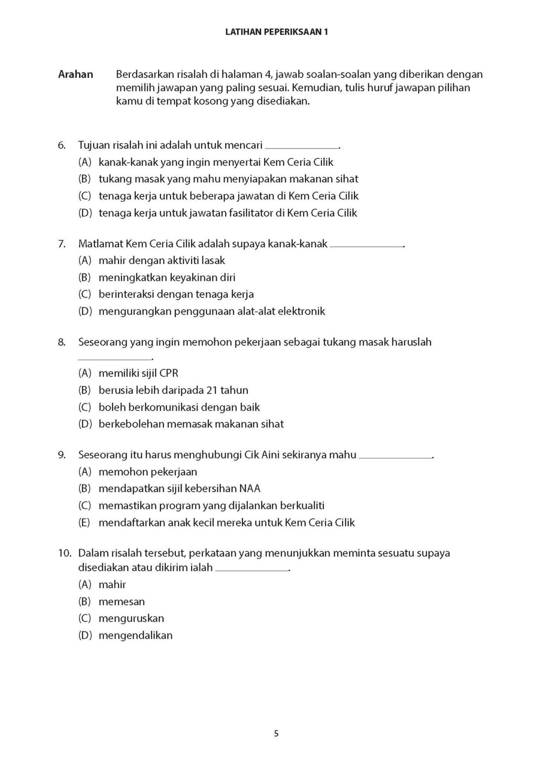 Kertas Spesimen Bahasa Melayu Menengah 1 Ekspres - CPD Singapore ...