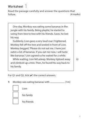 100 English Worksheets Primary 1 – Comprehension - CPD Singapore ...