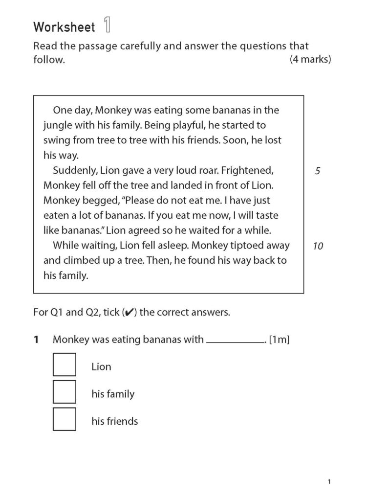 100 English Worksheets Primary 1 Comprehension CPD Singapore