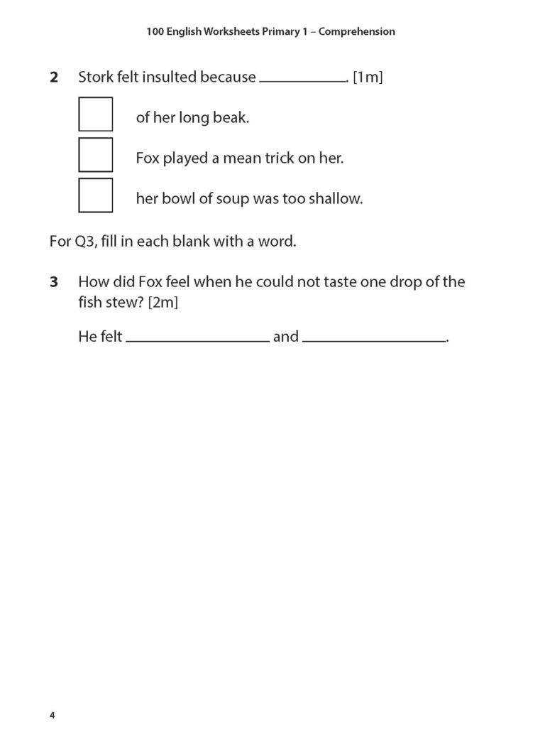 100 English Worksheets Primary 1 Comprehension CPD Singapore