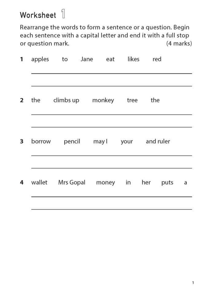 100 English Worksheets Primary 1 – Word Order - CPD Singapore Education ...