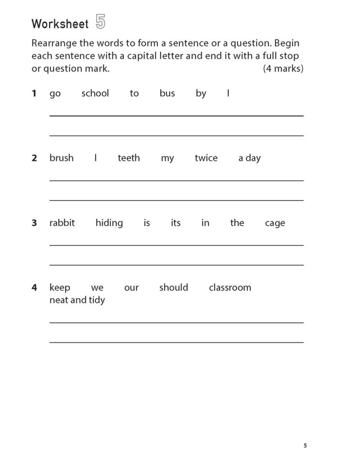 100 English Worksheets Primary 1 – Word Order - CPD Singapore Education ...