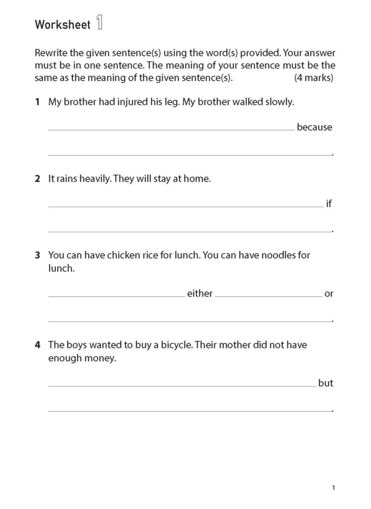 100 English Worksheets Primary 3 – Synthesis & Transformation - CPD ...