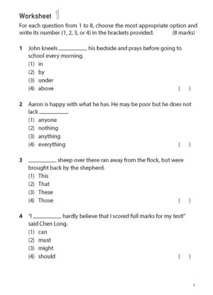 100 English Worksheets Primary 3 – Grammar MCQ - CPD Singapore ...