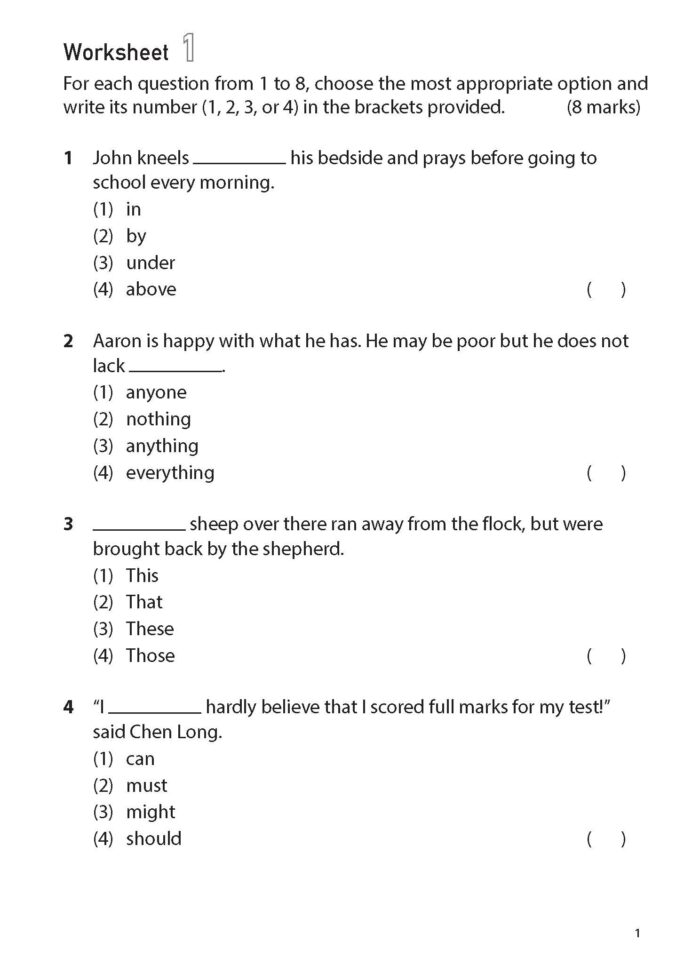 100 English Worksheets Primary 3 – Grammar MCQ - CPD Singapore ...