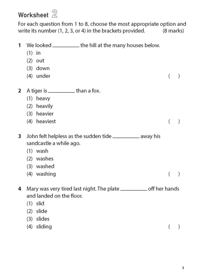 100 English Worksheets Primary 3 – Grammar MCQ - CPD Singapore ...