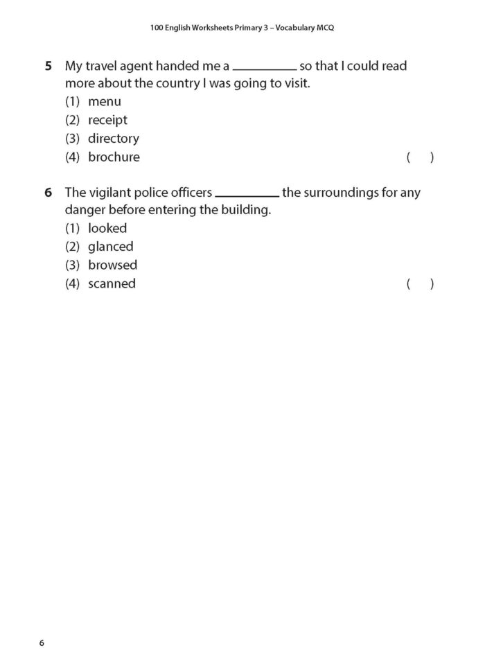 100 English Worksheets Primary 3 – Vocabulary MCQ - CPD Singapore ...