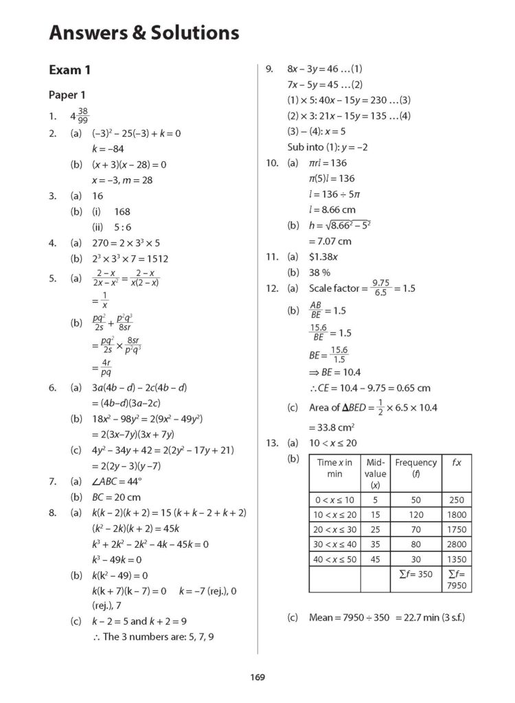 Secondary 2 Mathematics Exam Papers for G3 Second Edition - CPD Singapore Education Services Pte Ltd