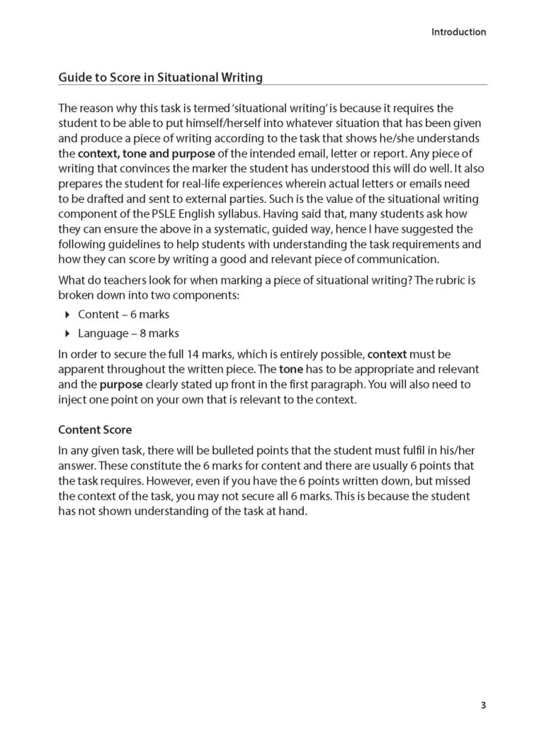 Primary 6 English Scoring the AL1 in Situational Writing (Second ...