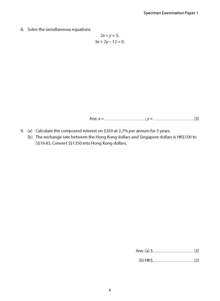 Sec 4 Math Sample Secondary 4 Mathematics Exam Papers for G3 - CPD Singapore Education ...